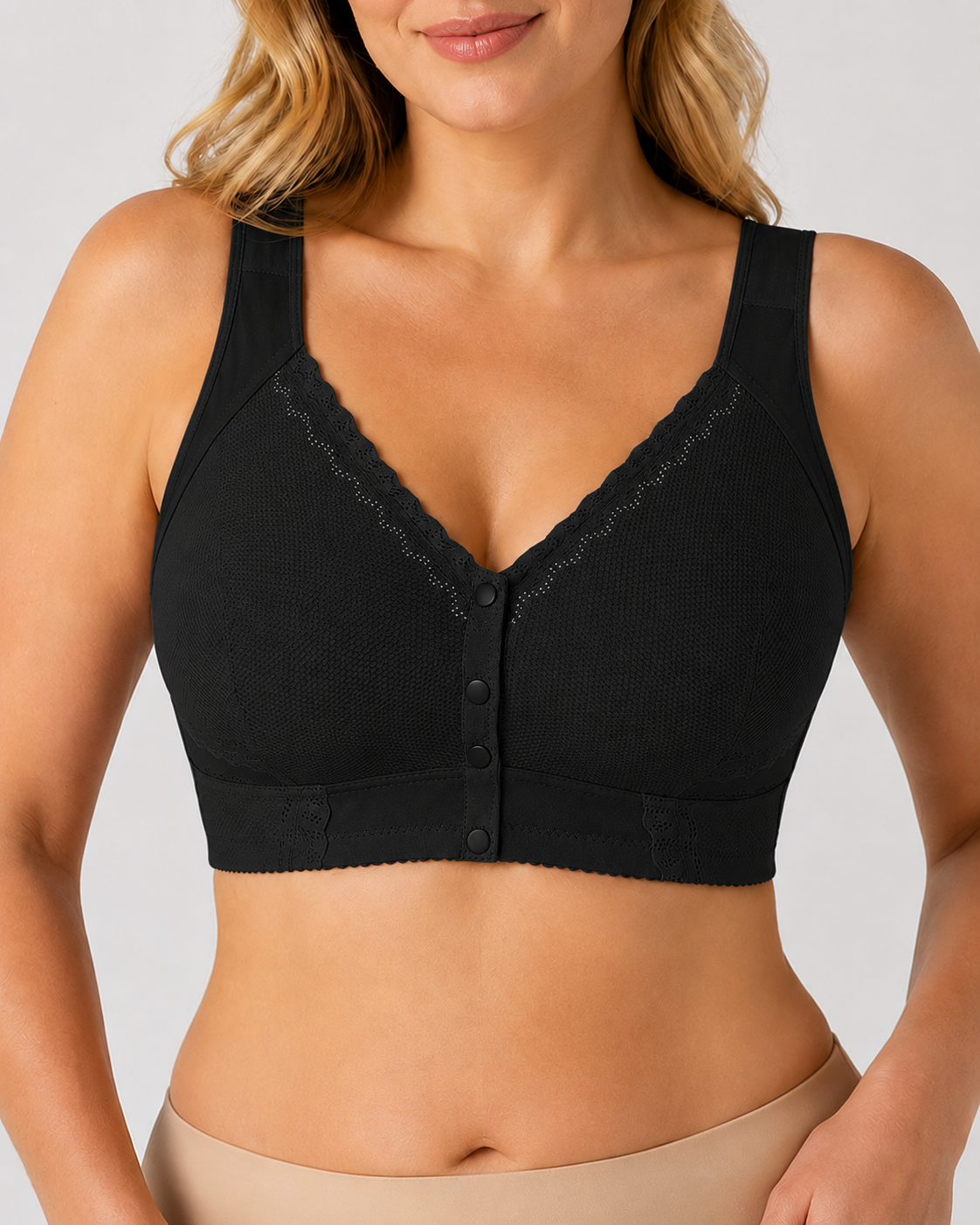 Plus Size Front-Close Seamless Wire-Free Full Cup Breathable Bra