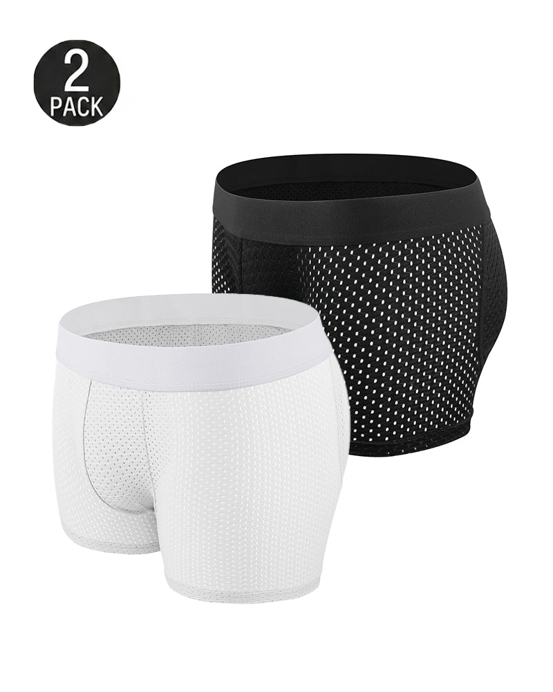 2-Pack Men's Breathable Mesh with Removable Pads for Buttock Shaping Panties