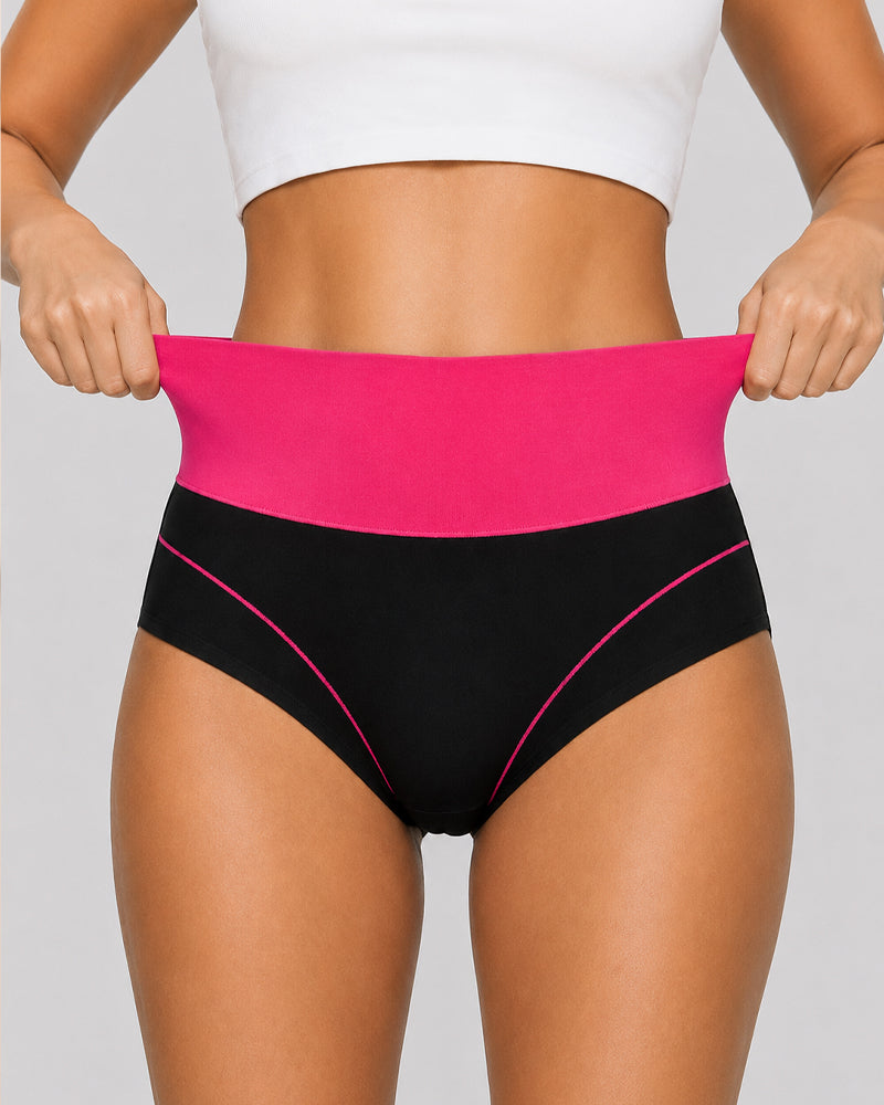 Women's  High Waist Colorblock Seamless Cotton Briefs