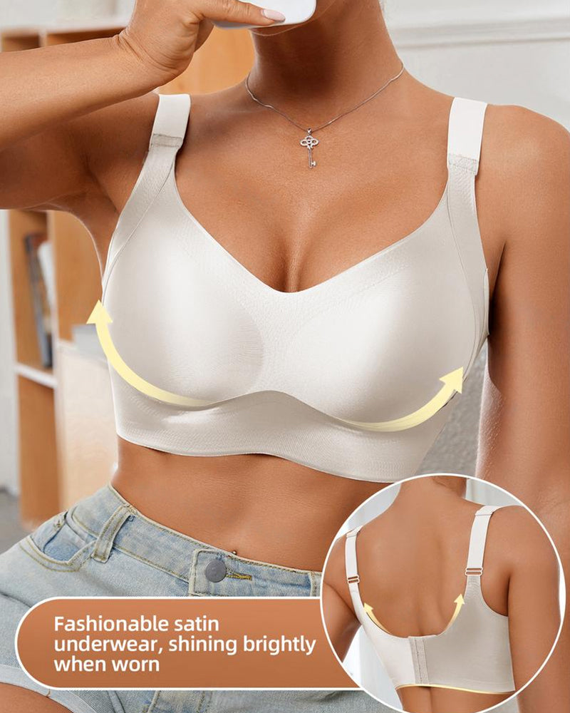 Women's Solid Color Adjustable Wire-Free Seamless Push-Up Breathable Bra