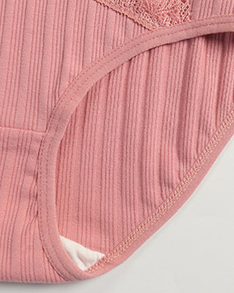 Lace-trimmed Pure Cotton Breathable Comfort Stretch Briefs
