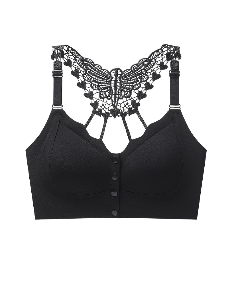 Seamless Front-closure Push-up Butterfly Back Bra