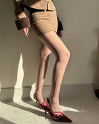 Vintage Sexy Vertical Striped Jacquard Sheer Stockings