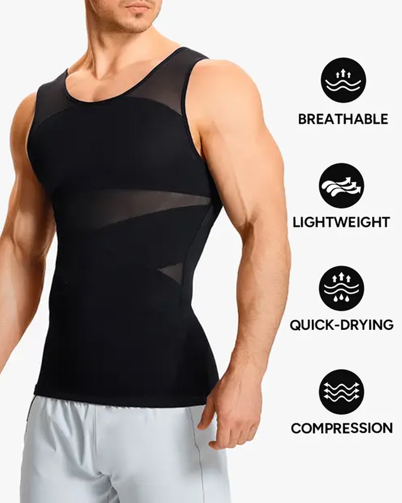 Men's High Elastic Seamless Tummy Control Mesh Breathable Shaping Vest