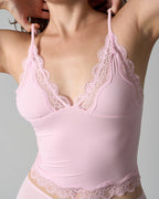 V-neck Lace-trimmed Seamless Stretch Camisole Top and Boxer Briefs Set