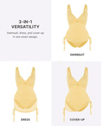 V-neck Elastic All In One Mesh Wrap Shaping Swimsuit