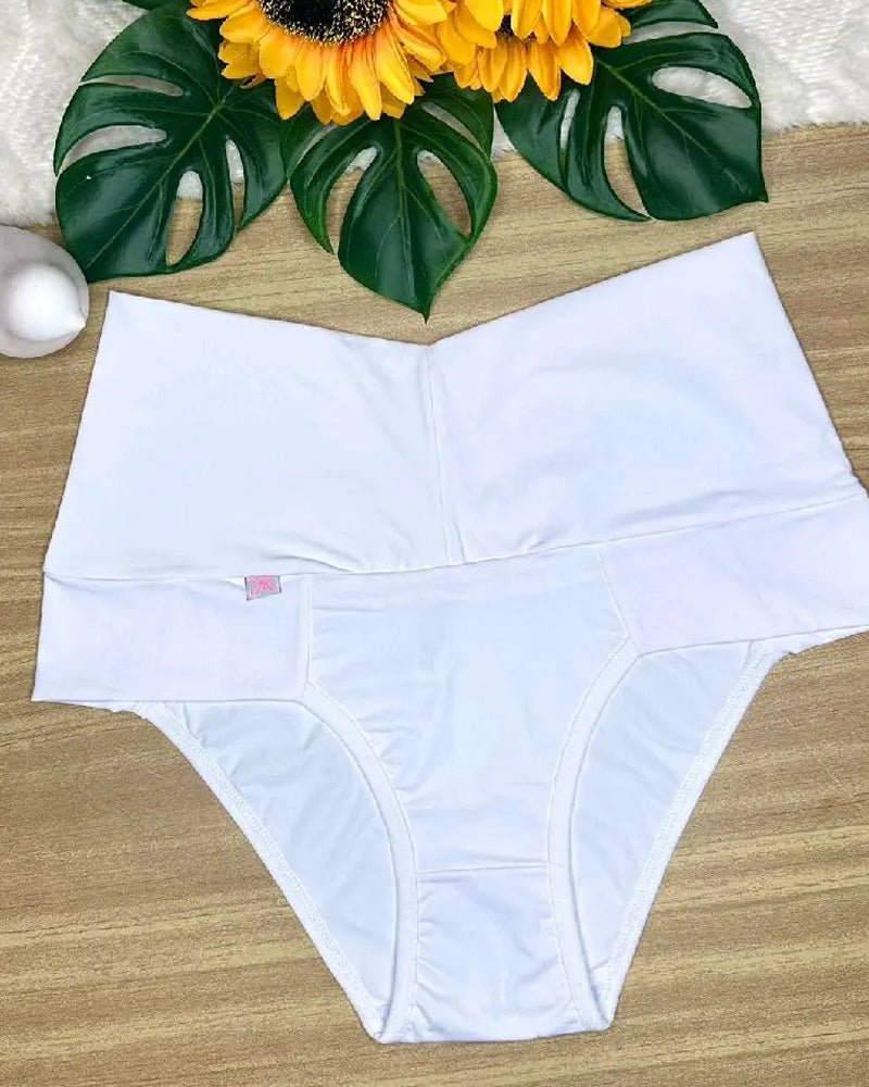 Women's High-waisted Stretch Solid Color Soft Comfortable Briefs