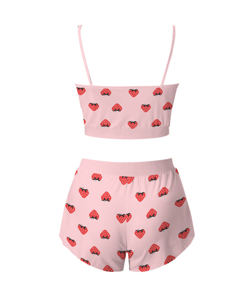 Casual Printed Comfortable Breathable Tank Top and Shorts Loungewear Set