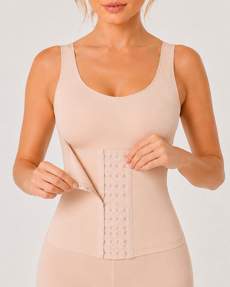 4-in-1 Seamless Front Closure Tummy Control Wire-Free Bra Crossback Shaping Vest