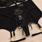Lace Patchwork Sheer Lingerie Set