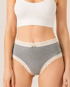 Five-pack Pure Cotton High Waist Lace-trimmed Briefs