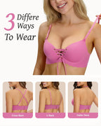 Women's Sexy Drawstring Push-Up Detachable Shoulder Straps Wire-Free Comfort Bra