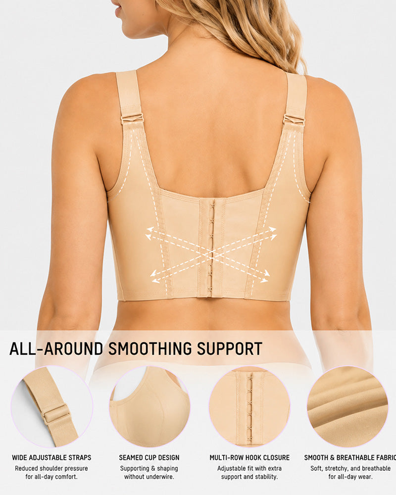 Front Closure Wide Straps Cup Full Coverage Push Up Bra