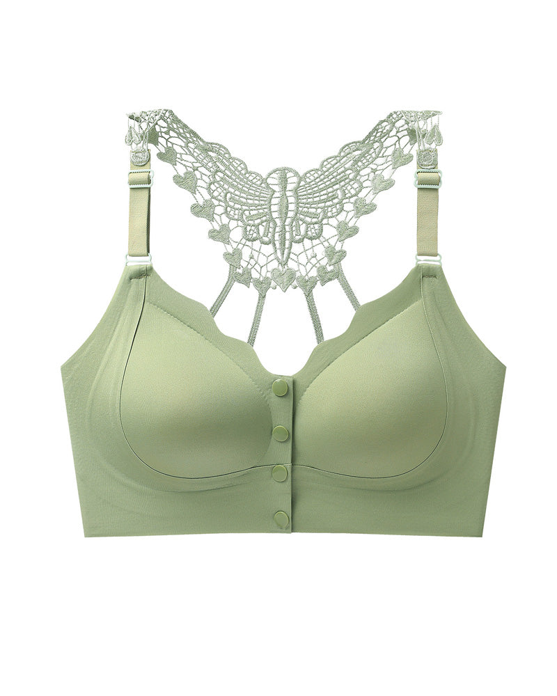 Seamless Front-closure Push-up Butterfly Back Bra