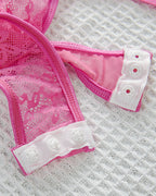 Sexy Colorblock Floral Lace See-through Bodysuit with Stockings Set