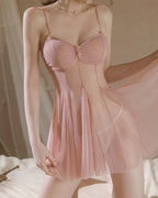 Sexy See-through Mesh Pleated Slip Nightgowns