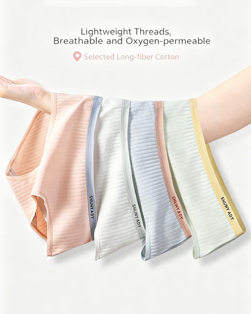Multi-pack Pure Cotton Colorblock Ribbed Seamless Briefs