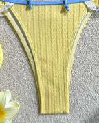 Deep V-neck Strappy Ruffled Beach Vacation Bikini