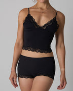 Sexy Skin-friendly Lace Trim V-neck Camisole and Boyshorts Underwear Set