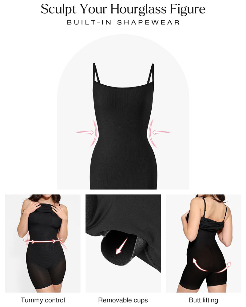 Women's Modal Sleeveless Backless Long Dress with Built-in Shapewear