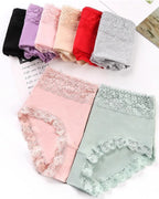 Women's Pure Cotton Breathable Skin-friendly Lace Trim Tummy Control Panties