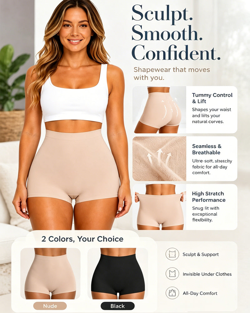 Women's Seamless Tummy Control Elastic Boxer Briefs