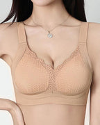 Casual Seamless Wavy Edge Wide Shoulder Straps Underwire Push-up Breathable Bra