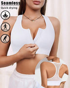 Women's Zipper Padded Seamless Elastic Sports Bra
