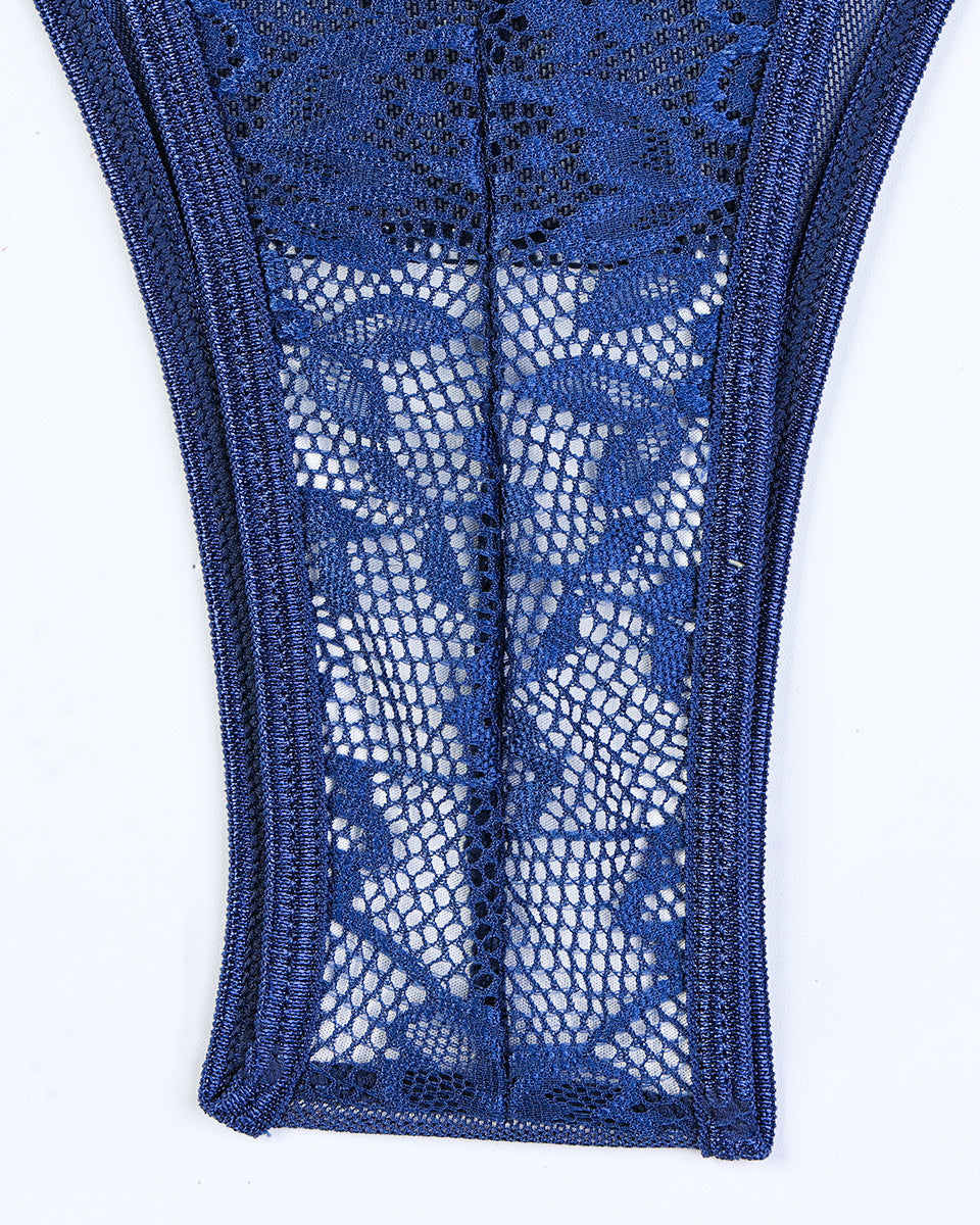 Criss Side Tie Sheer Floral Lace Bodysuits