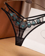 Embroidered Sexy Sheer Mesh Thong
