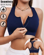Women's Zipper Padded Seamless Elastic Sports Bra