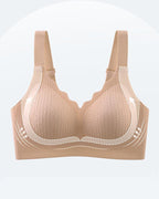 Casual Seamless Wavy Edge Wide Shoulder Straps Underwire Push-up Breathable Bra