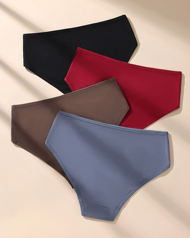 4-Pack Women's High-waisted Seamless Tummy Control Pure Cotton Thong