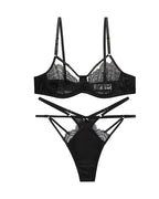 Sexy Lace French Patchwork See-through Lingerie Set