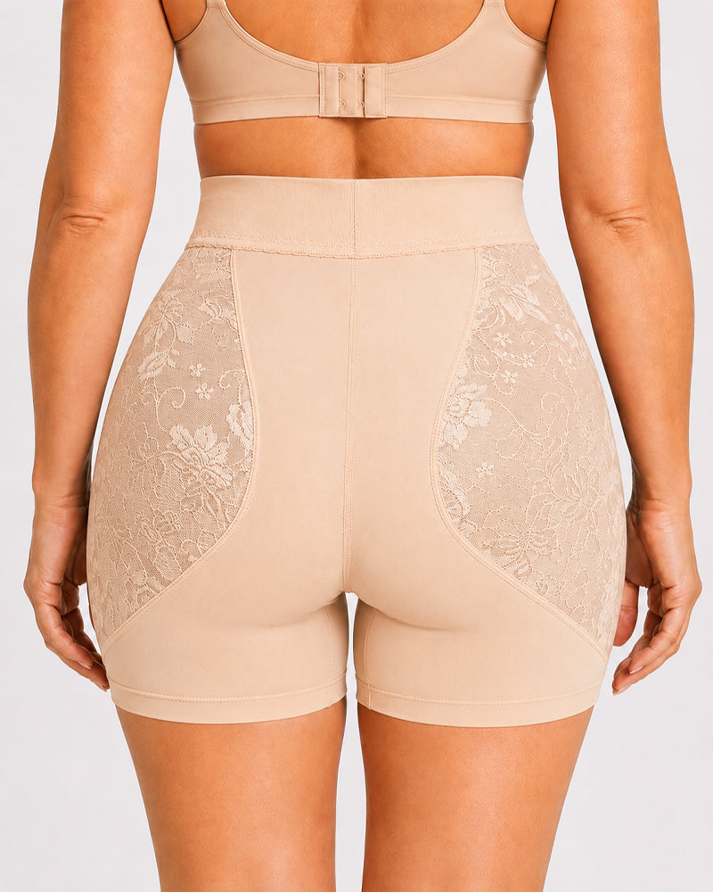 High Waist Lace Mesh Padded Hip Tummy Control Shaping Shorts