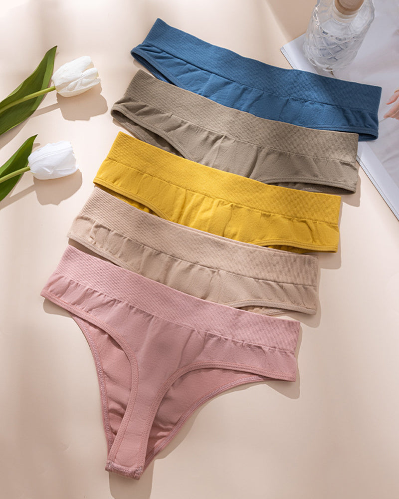 Women's Seamless Sports Fitness Solid Color Elastic T-Thong