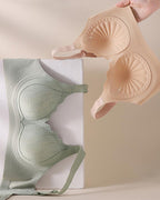 Casual Seamless Wavy Edge Wide Shoulder Straps Underwire Push-up Breathable Bra