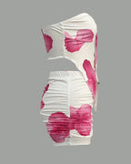 Beach Vacation Floral Print Strapless Top and Tight Skirt Set