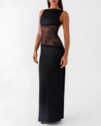 Sexy Figure-hugging Spliced Lace Sleeveless Backless Long Dress