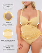 V-neck Elastic All In One Mesh Wrap Shaping Swimsuit