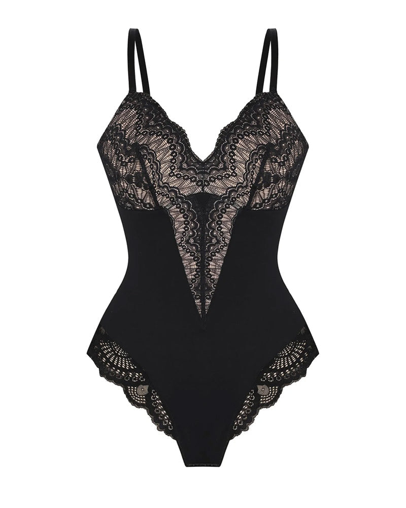 Women's Lace V Neck Tummy Control Bodysuit