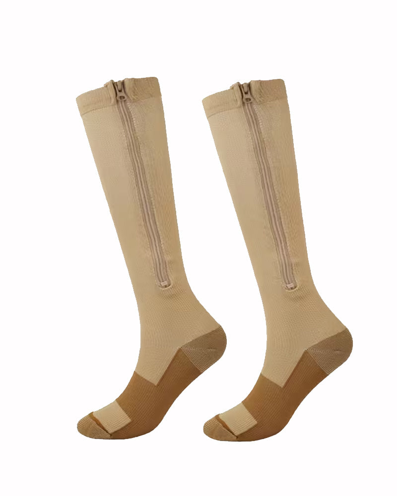 Multi-pack of Zippered Breathable Elastic Compression Stockings