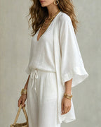 Casual Loose Cotton Linen Sleeveless Vest, Wide-leg Pants and Cardigan Three-piece Set