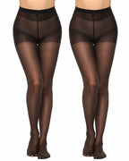 2-Pack 20D High-Waisted Sheer Silky Nylon Pantyhose