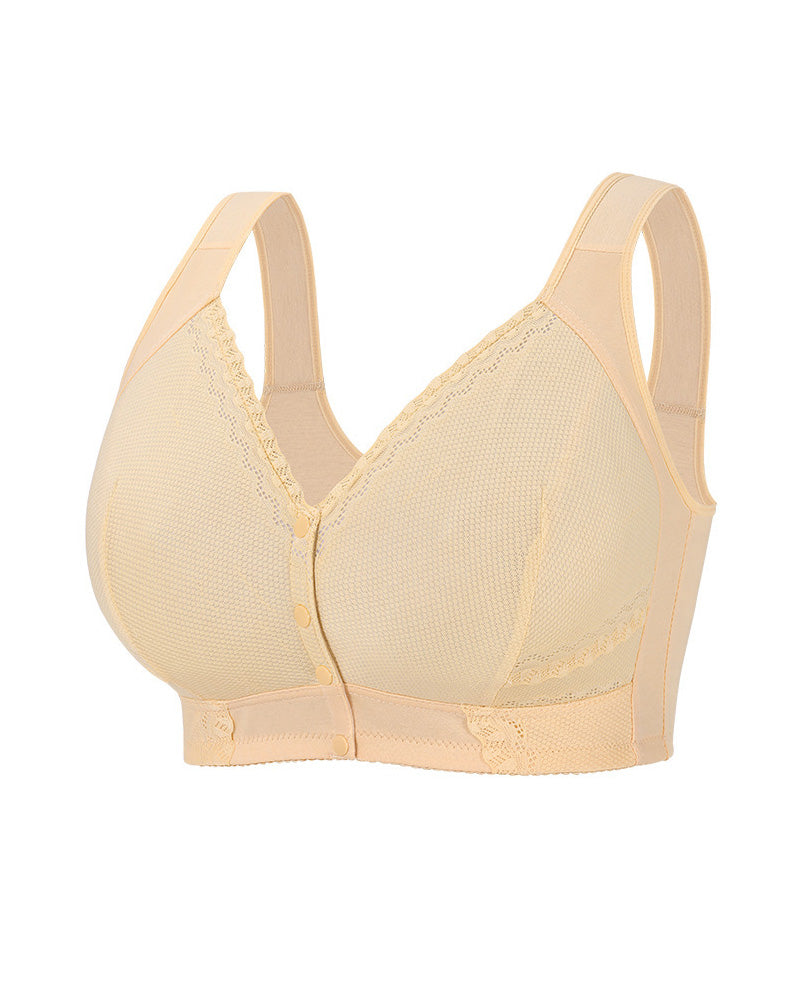 Plus Size Front-Close Seamless Wire-Free Full Cup Breathable Bra