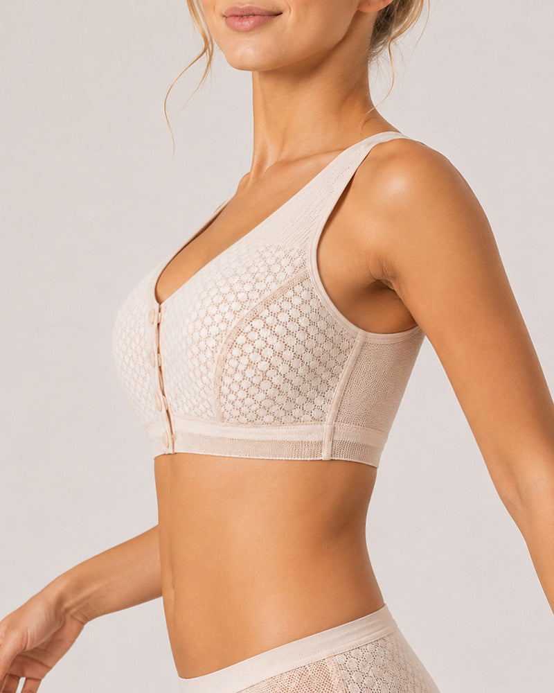 Front Closure Ultra-thin Breathable Mesh Seamless Wire-free Vest Bra