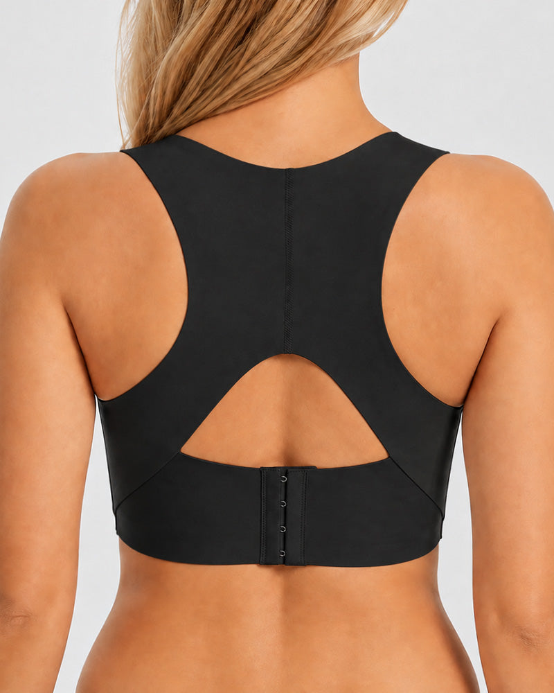 Front Closure Cross Back Wireless Posture Seamless Support Bra