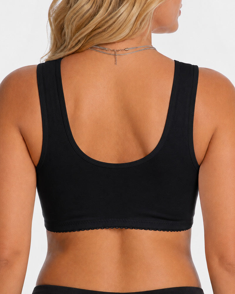 2-Pack Deep V Front Closure Lace Trim Vest Bra