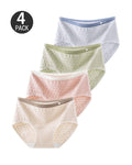 4-Pack Mid-waist Cotton Antibacterial Seamless Jacquard Breathable Briefs