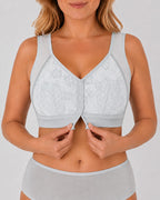 Plus Size Front Closure Seamless Lace Mesh Breathable Vest Bra